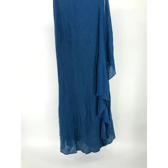 VTG 90s Y2K De Laru by Sheila Yen dress shiny prom cocktail blue maxi long dress - Picture 4 of 9